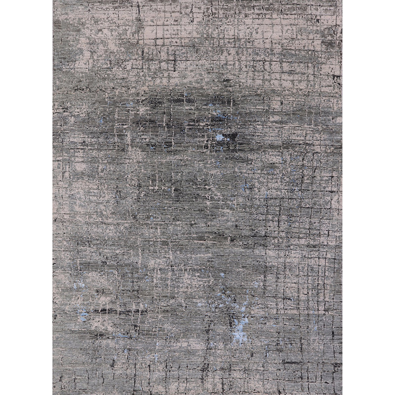 Tapis gris à motif abstrait Broomtown, Rond 5 pi