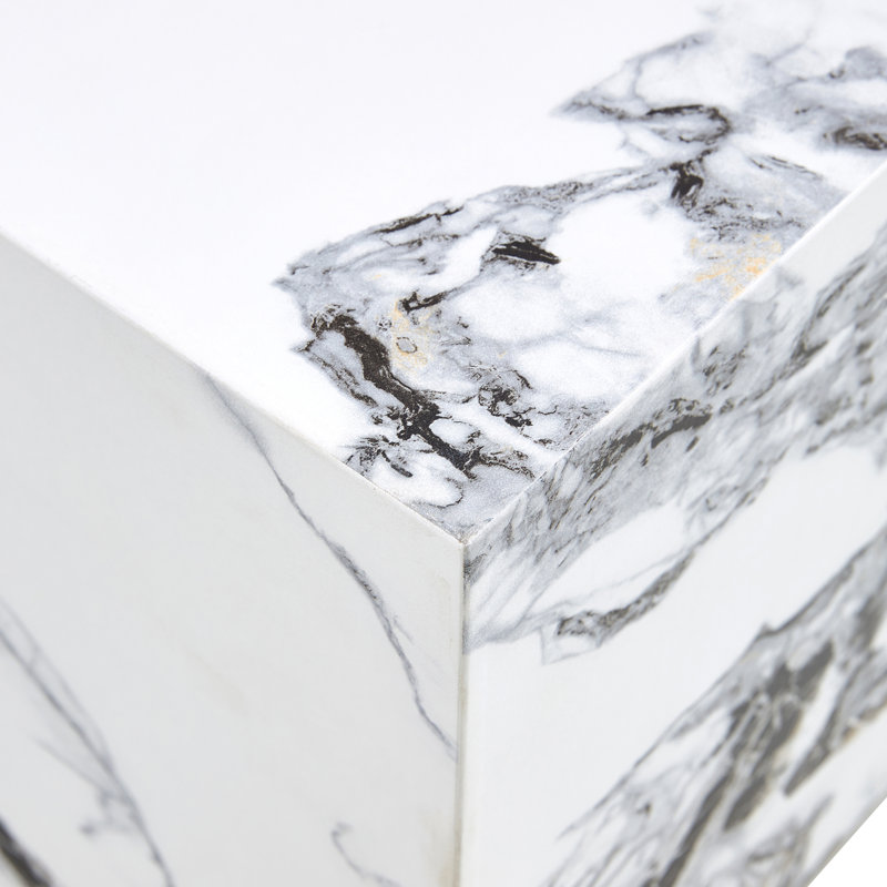Table basse moderne et moderne avec panneau de fibres à densité moyenne blanc + 15,75 pouces