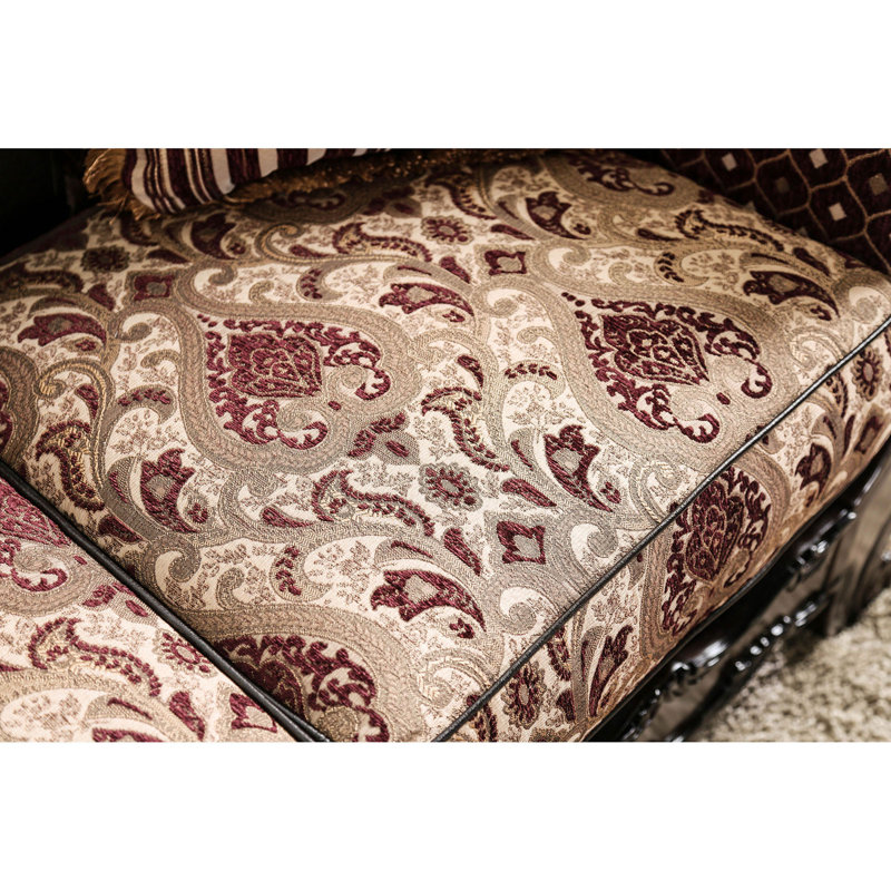 Samuels 93'' Faux Leather Sofa, Burgundy/Dark Brown Faux Leather