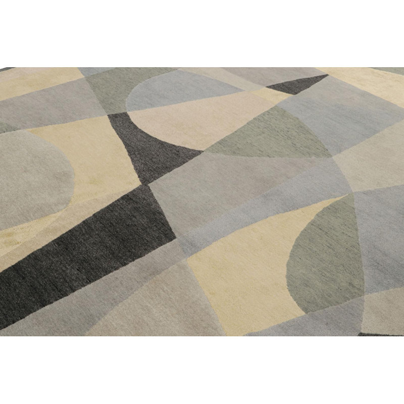 Hand Knotted Geometric Area Rug, Rectangle 12' x 16'