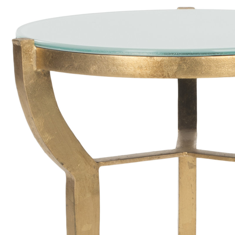 Jenson 3 Legs End Table, White/Gold