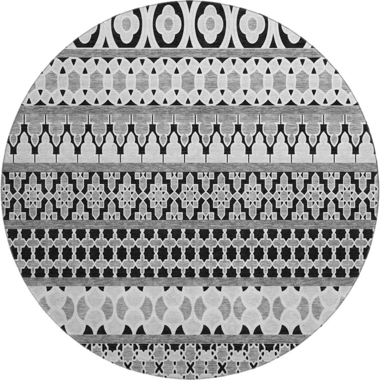 Premium Machine Washable Prisco Black Rug