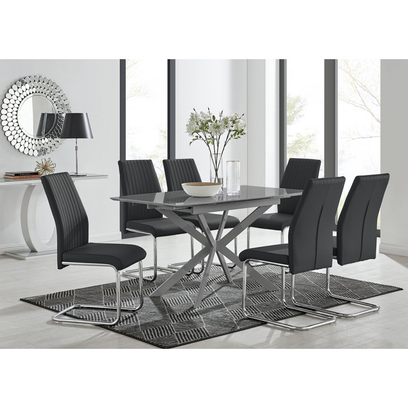Drop Leaf Dining Set, Grey, 76cm H x 100cm L x 80cm W