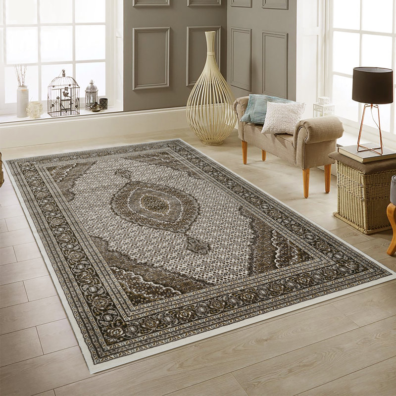 Tapis transitionnel à bordure Sutphin, vert, Rectangulaire 2 pi x 3 pi