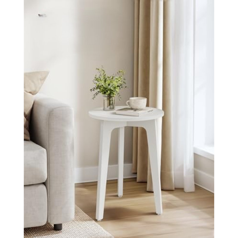 Petite table d'appoint ronde, table de chevet avec pieds fuselés et lignes courbes, idéale pour les petits espaces, salon ou chambre, gris anthracite.