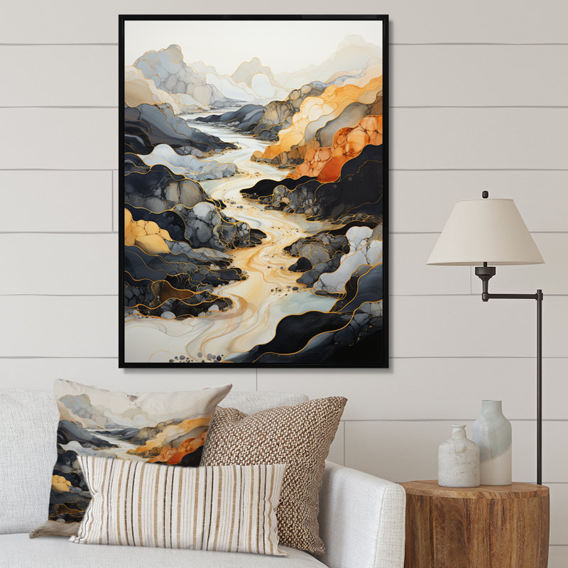 Meandering River Endless Journey III " Meandering River Endless Journey III ", H 20 po x l 12 po x P 1 po, Cadre noir