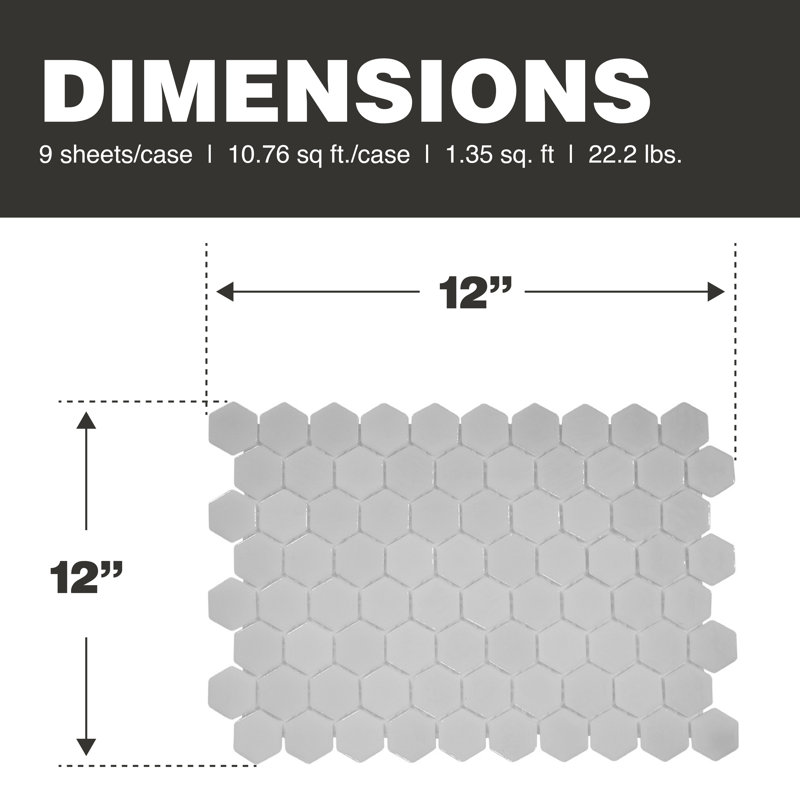 Carrelage en verre 11 pi x 16,325 po Hot Love Love, Blanc