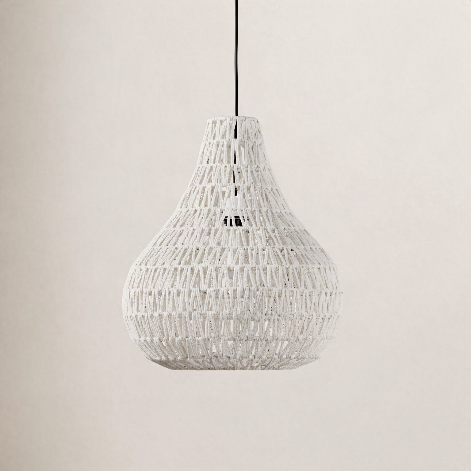 Genesta Dimmable Woven Single Light Pendant, White