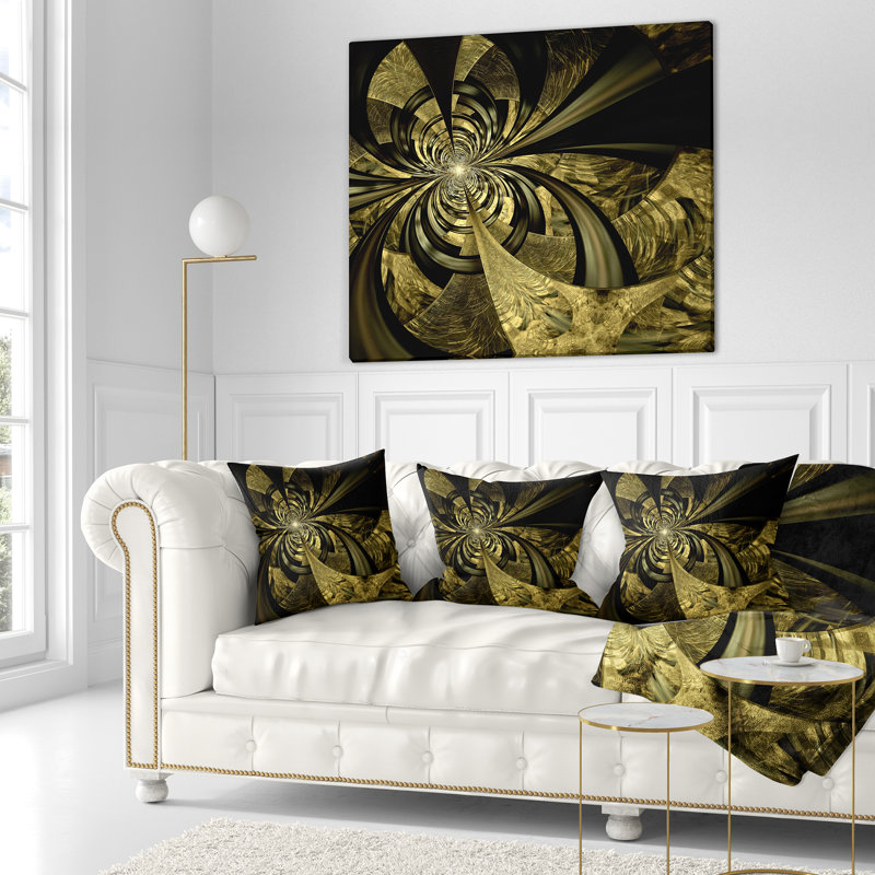 Motif de fleur coloré fractal - coussin imprimé abstrait, 16 po x 1 po, Coussin décoratif