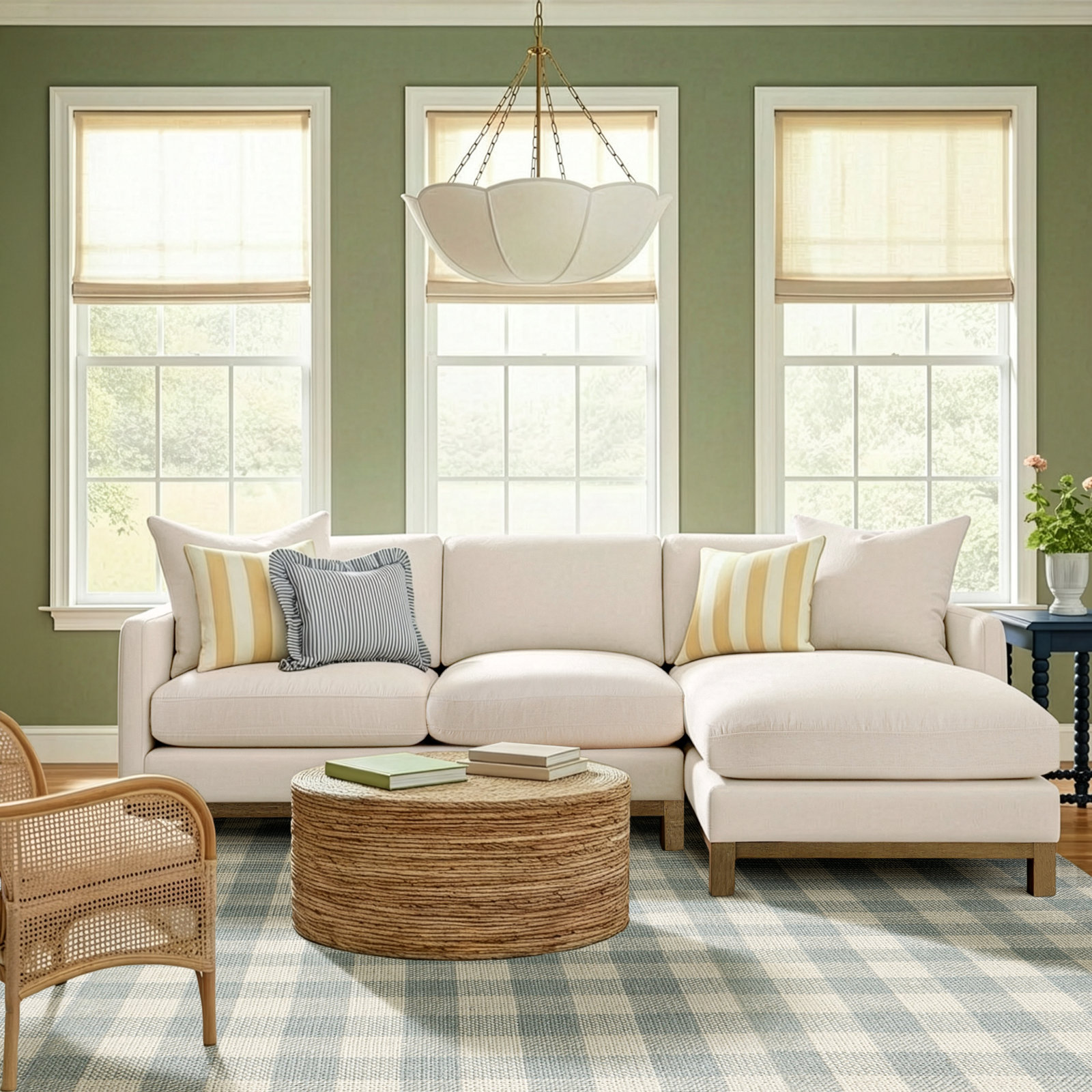 Cami Solid Wood Sofa and Chaise, Right Hand Facing, Cloud Linen Blend