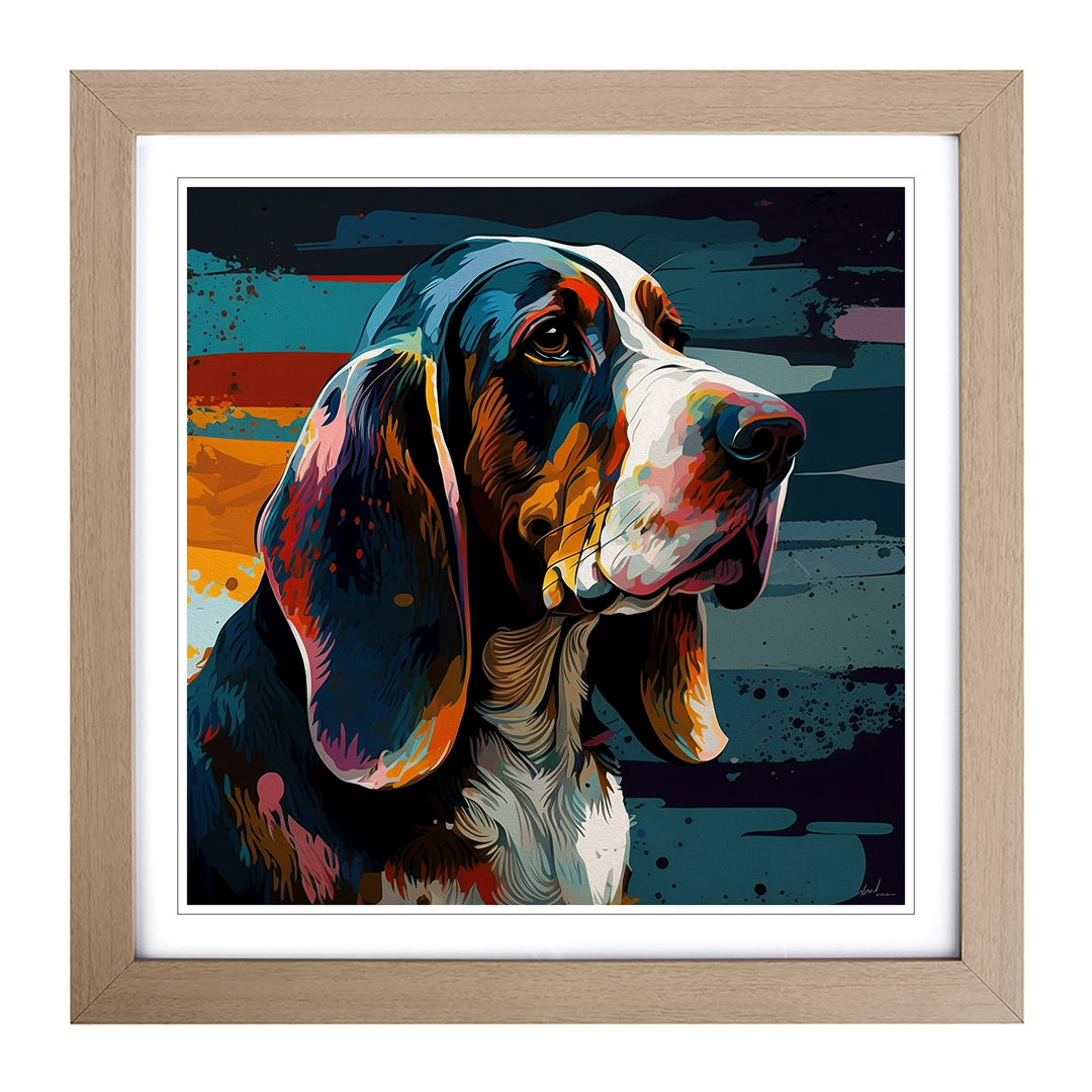 Basset Hound Expressionism - Framed Print