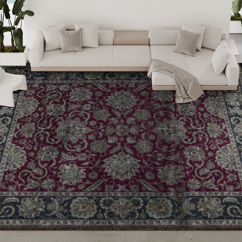 Magnolia Wool Oriental Area Rug in Green/Red