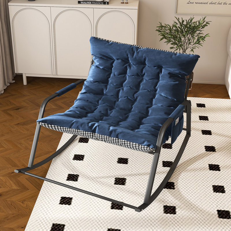 Rocking Chair With Storage, Cushions & Armrests, All-Season Comfort Lounge Recliner, Breathable Ergonomic Lounge Chair For Bedroom, Living Room, Patio, Garden
