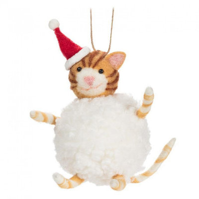 Tabby Cat In A Snowball Ornament