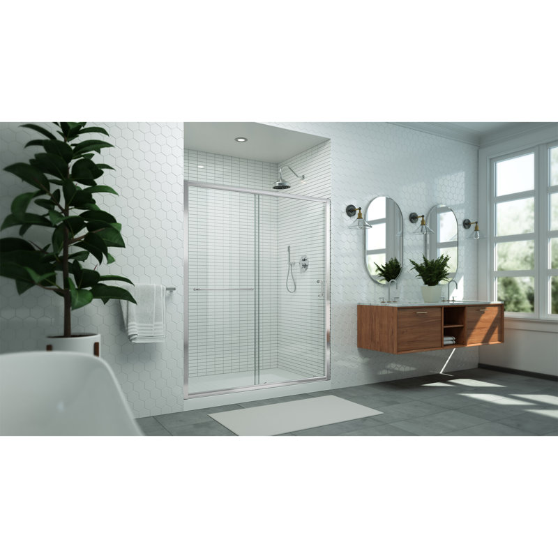 Porte de douche coulissante en verre transparent huilé 56-60 x 72 Levantine, Bronze huilé