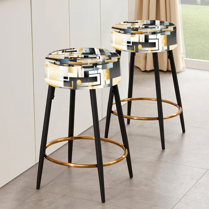 Metropolitan Neutral Color Geometric - Ensemble de 2 tabourets de bar géométriques