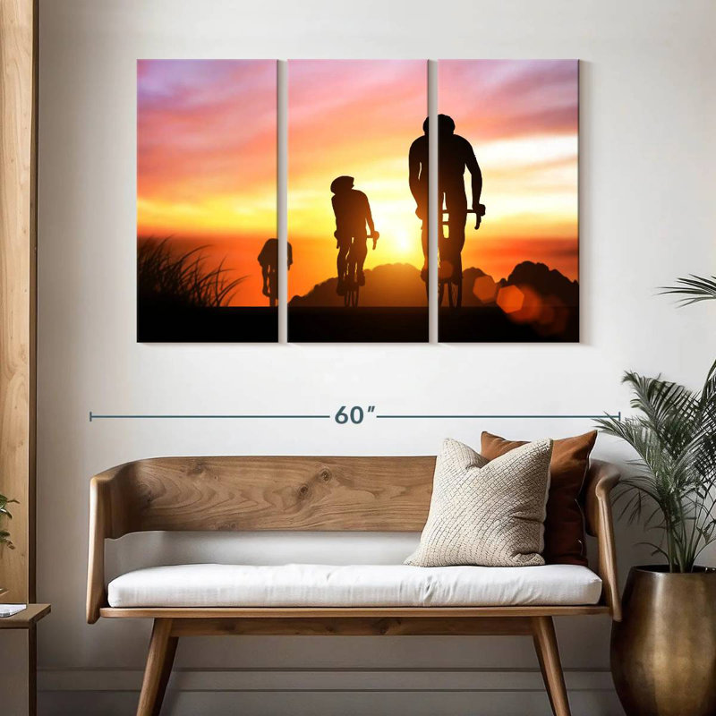 Sireci Cyclists At Sunset, 32" H x 50" W