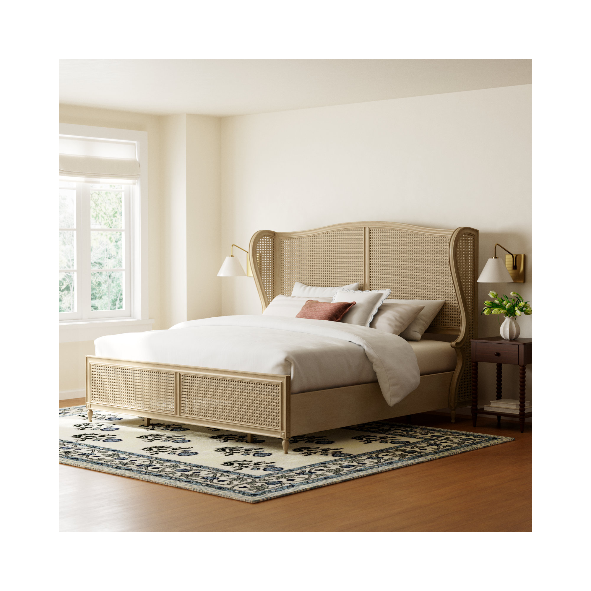 Gia Wingback Bed, King, White