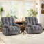 Fauteuil inclinable de massage de 37,4 po Rosalin avec deux porte-gobelets latéraux et deux télécommandes idéales pour la maison (ensemble de 2)-132269713