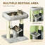 48 cm Small Cat Tree with Scratching Posts, Bed, Perch, Self‑Groomer & Toy, Grey