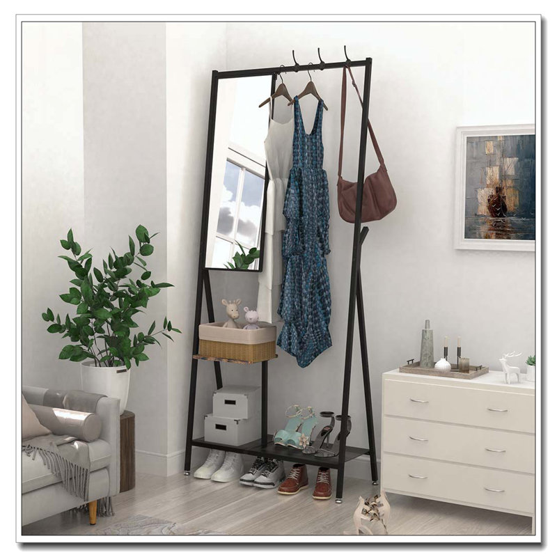 Portemanteau avec miroir, portemanteau multifonctionnel avec rangement pour chaussures