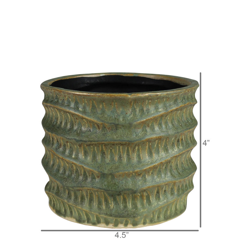 Textured Cachepot - 4”, Ceramic, 4" H x 4.5" W x 4.5" D