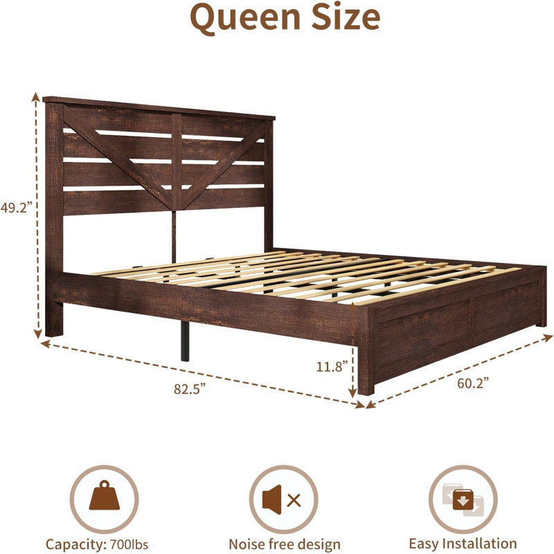 Devaya Panel Bed, Brown, Queen
