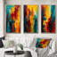 «Yellow and Turquoise Journey Of Abstraction», 3 pièces sur toile-1705280644-1705280649