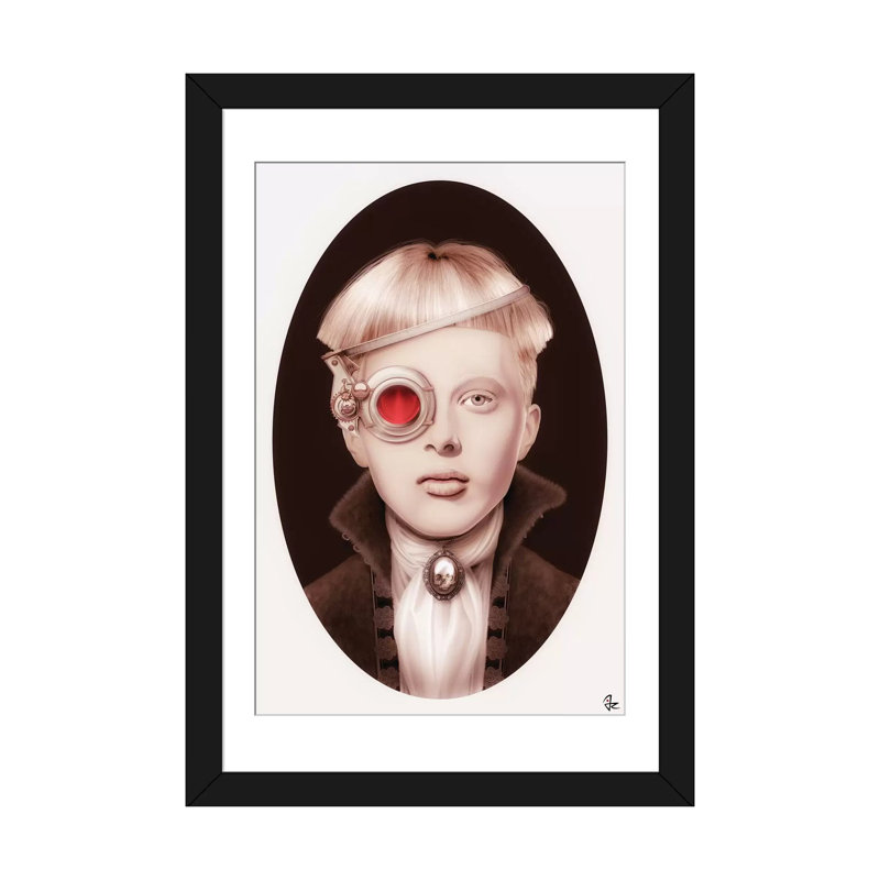 Steampunk, impression sur toile tendue, Papier d'art encadré noir, Blanc, H 32 po x l 24 po x P 1 po