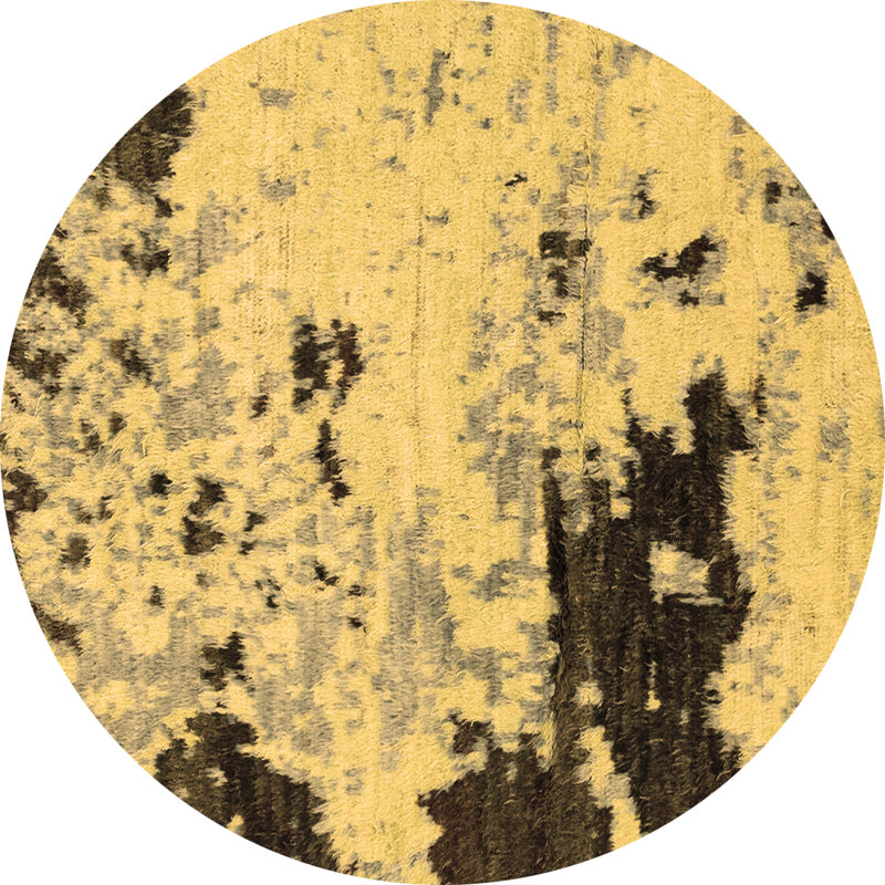 Tapis rond abstrait fabriqué à la machine brun 7 pi
