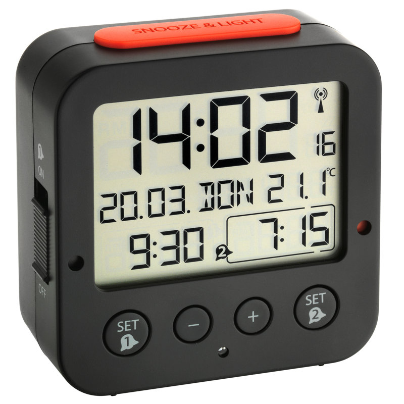 Modern & Contemporary Digital Alarm Tabletop Clock in Black