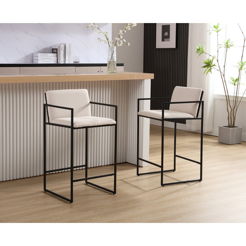 Tabouret de comptoir 25,5 po Ransford, Cadre beige / noir
