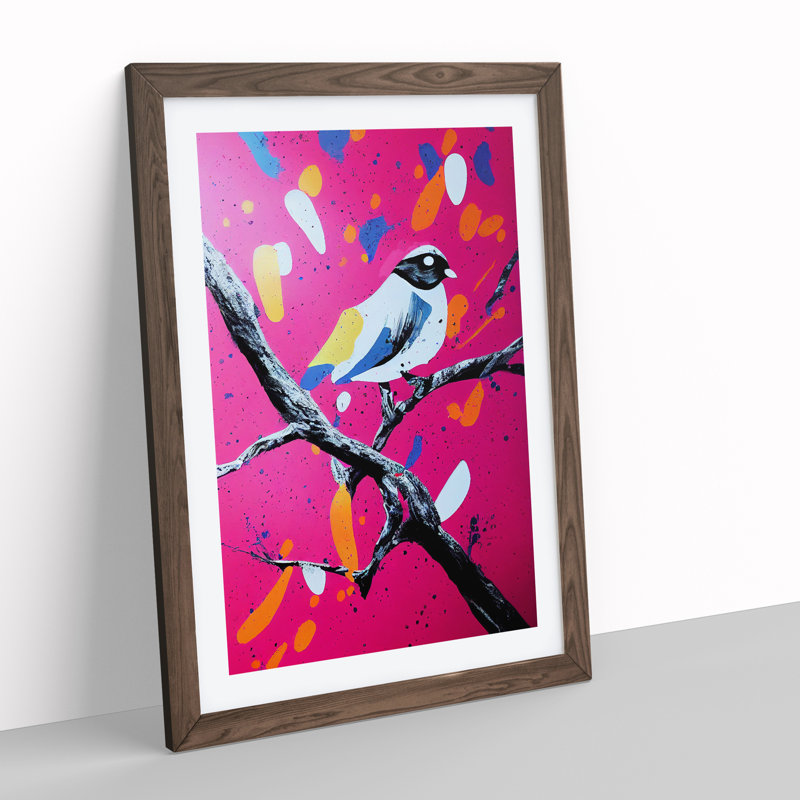 Splashed Bird No.2 Abstract - Framed Print, 64cm H x 46cm W x 2cm D, Walnut Framed