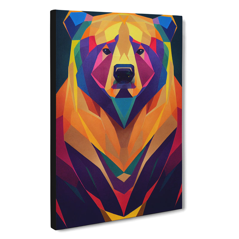 Geometric Bear No.7 Abstract - Wrapped Canvas, 60cm H x 40cm W x 3cm D