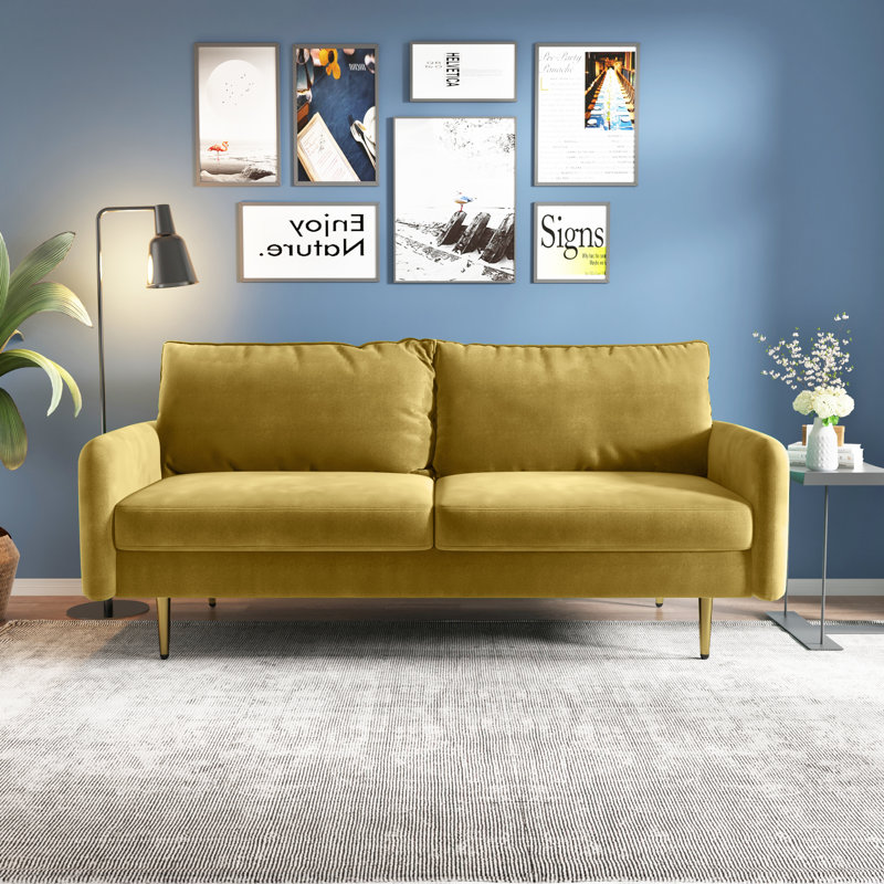 Siniard 70'' Upholstered Sofa, Gold 100% Polyester, 33.1" H X 70" W X 31.7" D