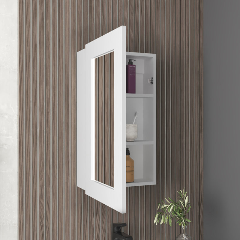 Armoire de salle de bain étroite 25,7 po x l 15,7 po blanche - peu encombrante, 3 tablettes intérieures, porte miroir fascinante, installation facile, construction et intérieur, construction tendance