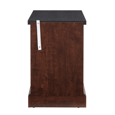 Farmhouse End Table Nightstand Rectangular Farmhouse End Table With Barn Door And Adjustable Storage Shelf, Rustic Sofa Side Table For Living Room, Be