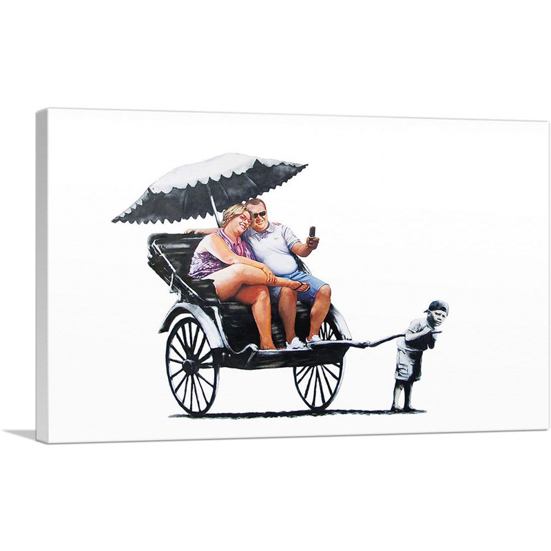 «Rickshaw Kid» par Banksy, reproduction d'art sur toile tendue, H 12 po x l 18 po x P 0,75 po