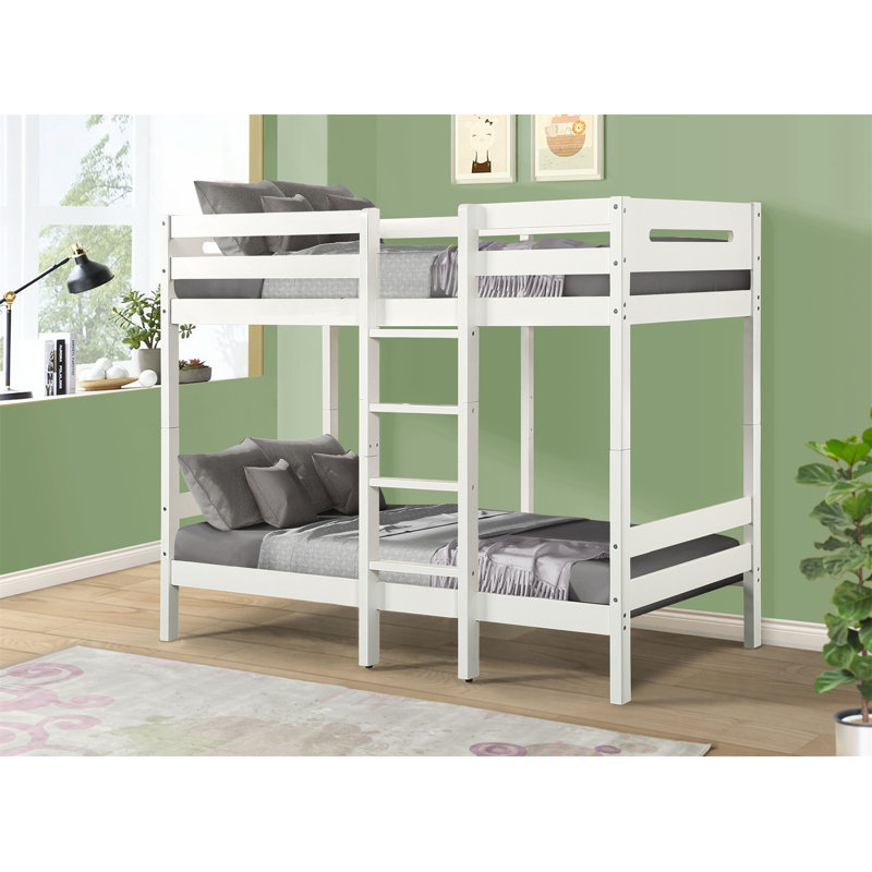 Lit superposé simple de haute qualité avec système de lattes, structure KD et capacité de poids élevée, parfait pour les chambres d'enfants