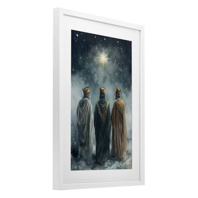 Three Wise Men & North Star, reproduction sous verre encadrée, design par Petal Prints Design
