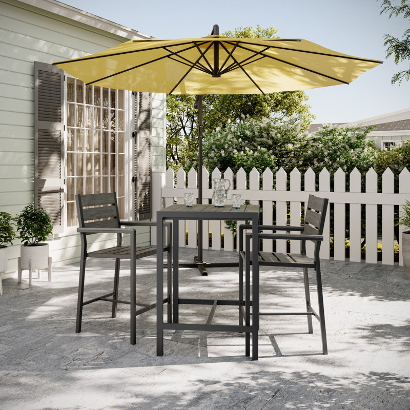 Ensemble bistro pour 2 personnes Ellenton Square, H 40,5 po x L 27,5 po x l 27,5 po