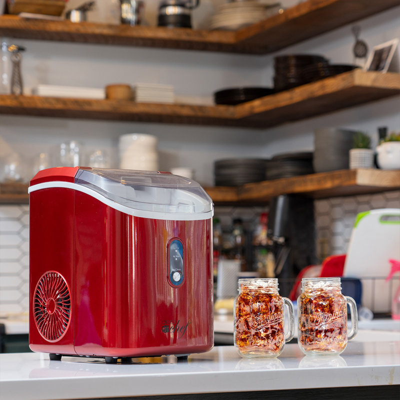 Deco Chef 33 LB. Machine à glaçons portative à production quotidienne avec 1 pression automatique et autonettoyante, Rouge