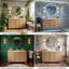 Meuble-lavabo simple cannelé moderne de 47,56 po avec lavabo à comptoir en SMC, armoire de rangement en MDF à 8 tiroirs (naturel)