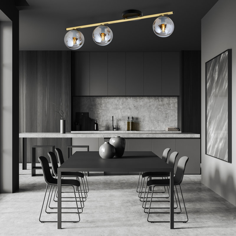 Wojtala 3 - Light Dome Chandelier, Grey, Black