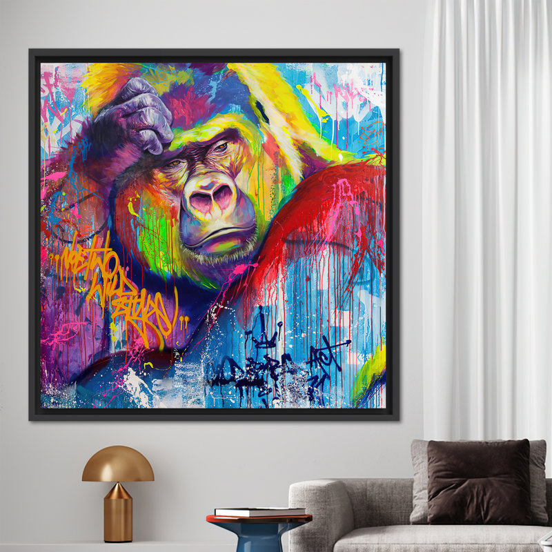 Print on Canvas, 20 cm H x 20 cm W, Black Floater Framed