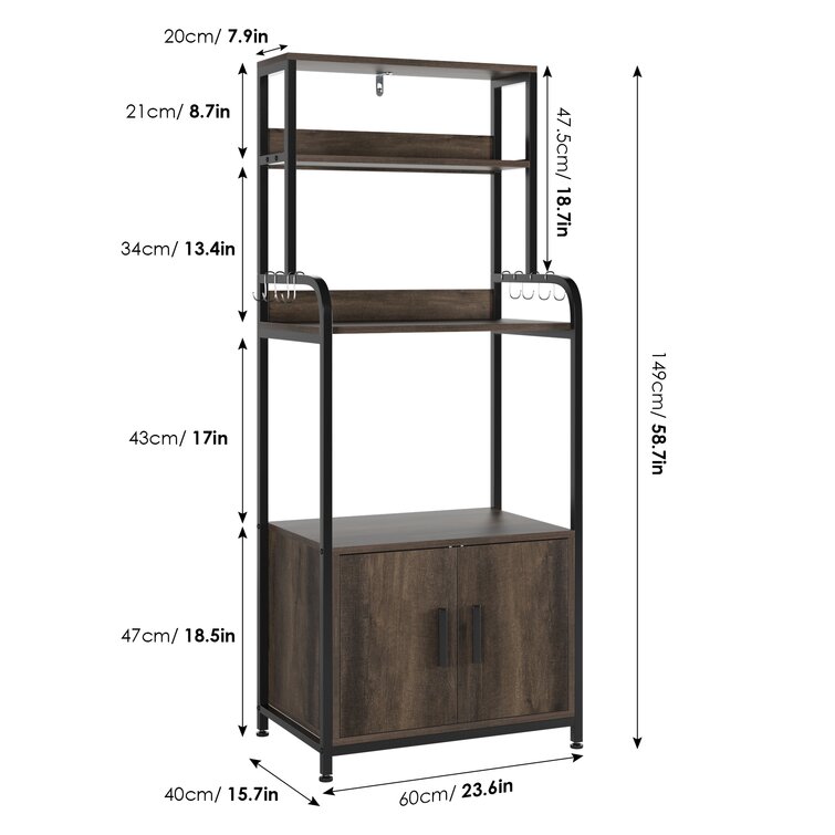 Humayd 85.85Cm Wood Standard Baker's Rack with Microwave Compatibility Blue Elephant Colour: Black/Rustic Brown