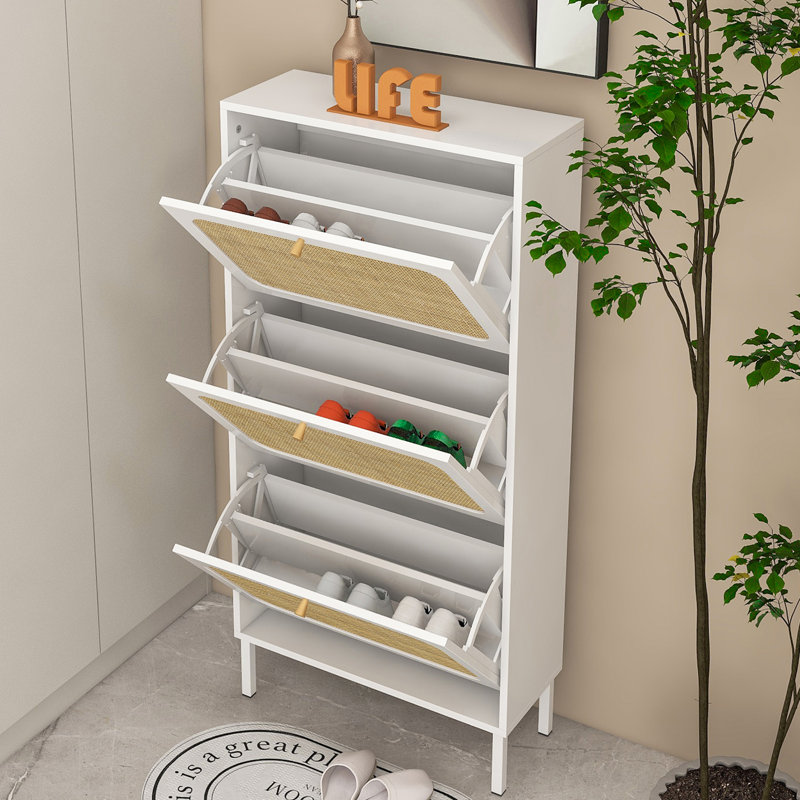 18 Pair Shoe Storage Cabinet, White