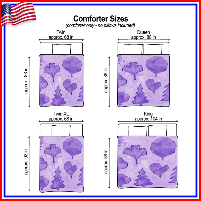 Purple Tree Shapes Comforter, King