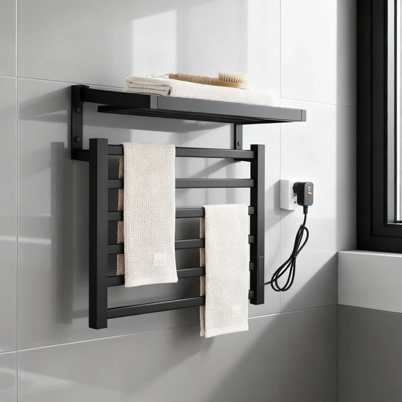 Ensemble de porte-serviettes de salle de bain électrique noir