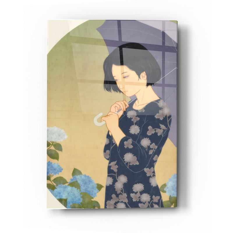 «Ajisai» par Sai Tamiya, art mural en verre acrylique, H 36 po x l 24 po